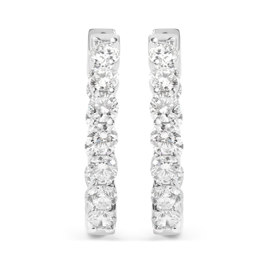 14K White Gold 5.00 Cttw Lab-Grown Diamond Inside Out Hoop Earrings - view 2