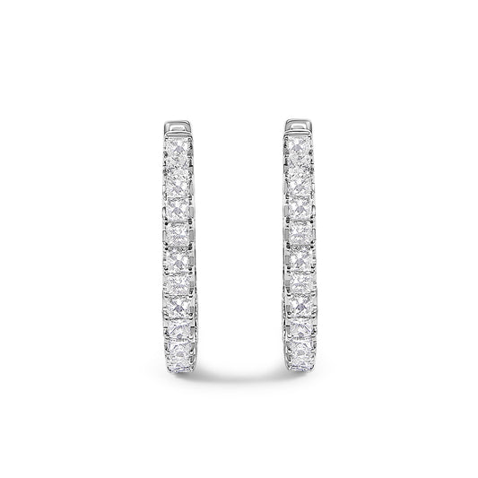 14K White Gold 2.00 Cttw Princess Diamond Inside Out Hoop Earrings - view 2