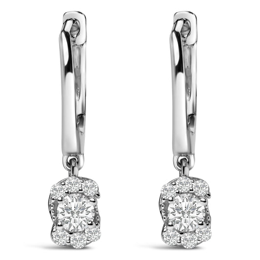 Pendientes colgantes de plata de ley con racimo floral de diamante cultivado en laboratorio de 0,50 ct.