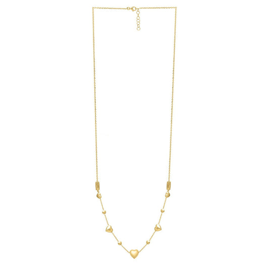 Collar Ajustable de Corazón Inflado de Oro Amarillo de 14k
