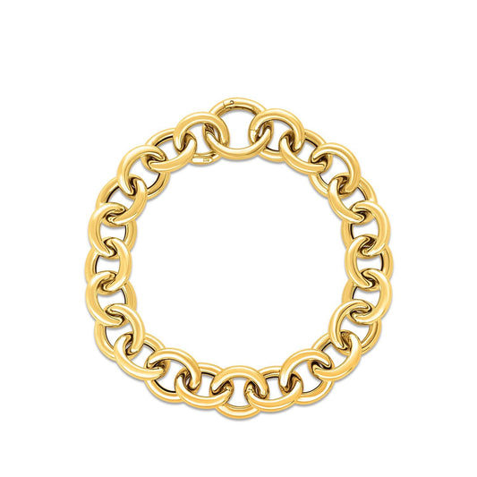 Pulsera de eslabones redondos de oro amarillo de 14k (11.60 mm)