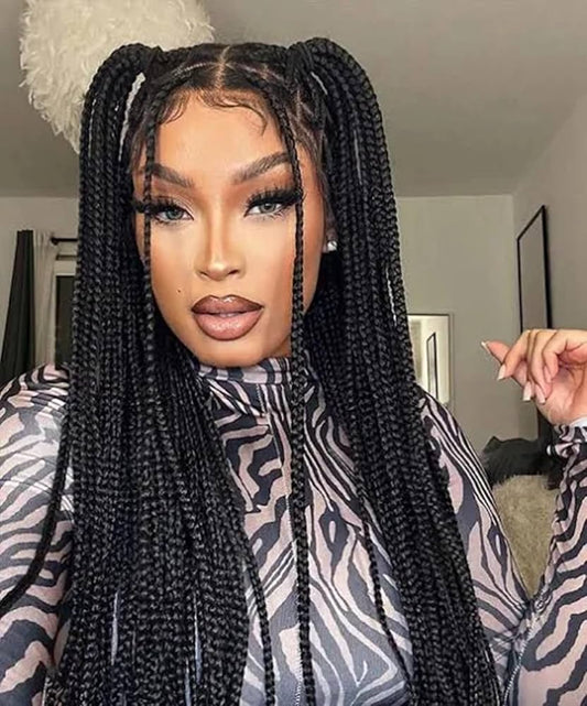 360 Knotless Box Braids Wig | Super Long | Full Lace | Baby Hair | Synthetic Braids | Black Women