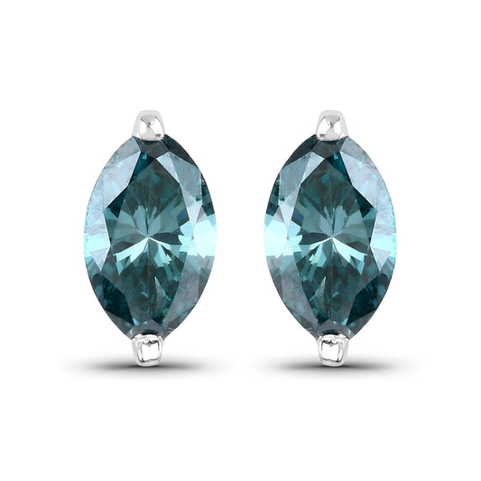 Pendientes de oro blanco de 14 quilates con diamantes azules genuinos de 0,69 quilates