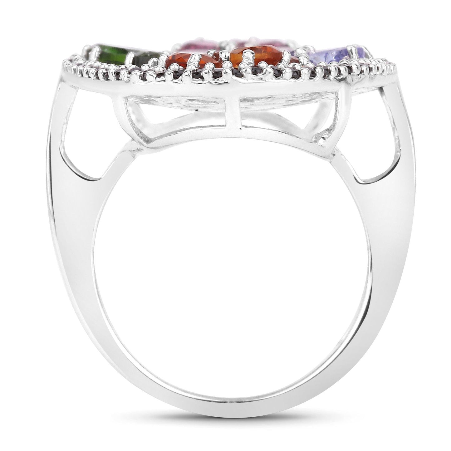 Anillo de plata de ley .925 con varias piedras preciosas de 5.01 quilates