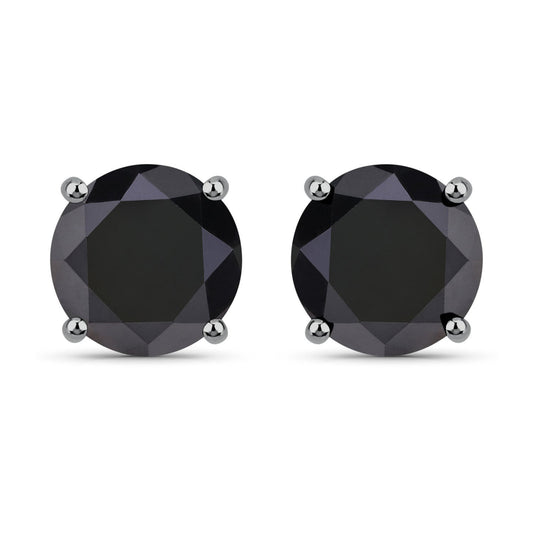 4.81 Carat Genuine Black Diamond 14K White Gold Earrings