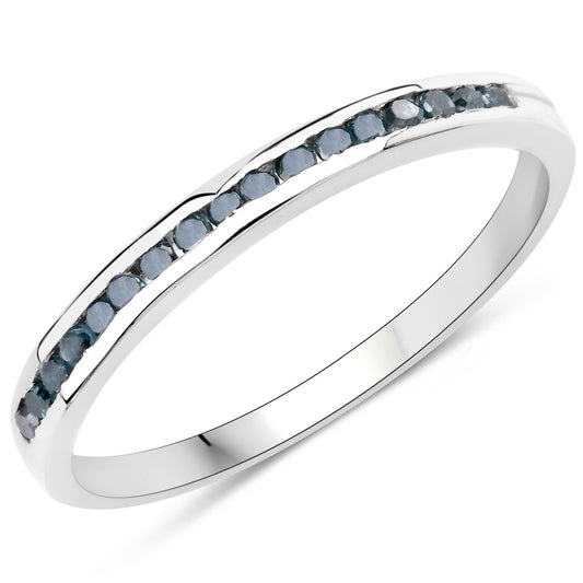 Anillo de plata de ley .925 con diamante azul auténtico de 0,20 quilates