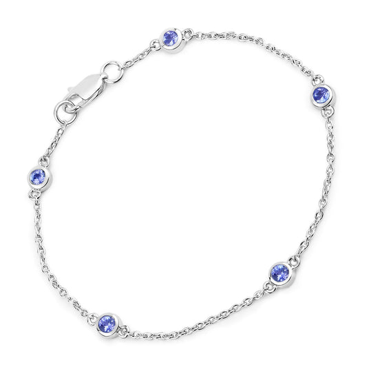 Pulsera de tanzanita auténtica de 0,50 quilates de plata de ley .925