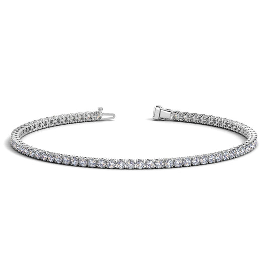 Pulsera de tenis con diamantes redondos cultivados en laboratorio, de oro blanco de 14k (2 ct. p.t. F/G VS2/SI1)
