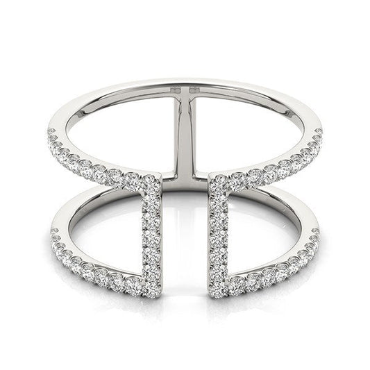 Anillo de diamantes de estilo moderno de doble banda de oro blanco de 14 quilates (1/2 quilate total)