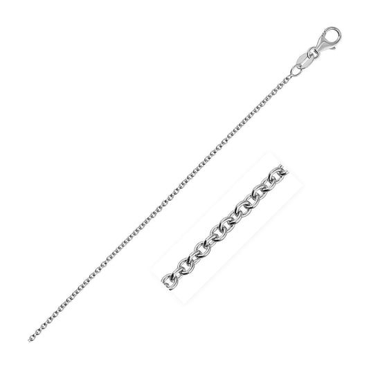 Cadena de eslabones redondos tipo cable de oro blanco de 14k de 1.3mm
