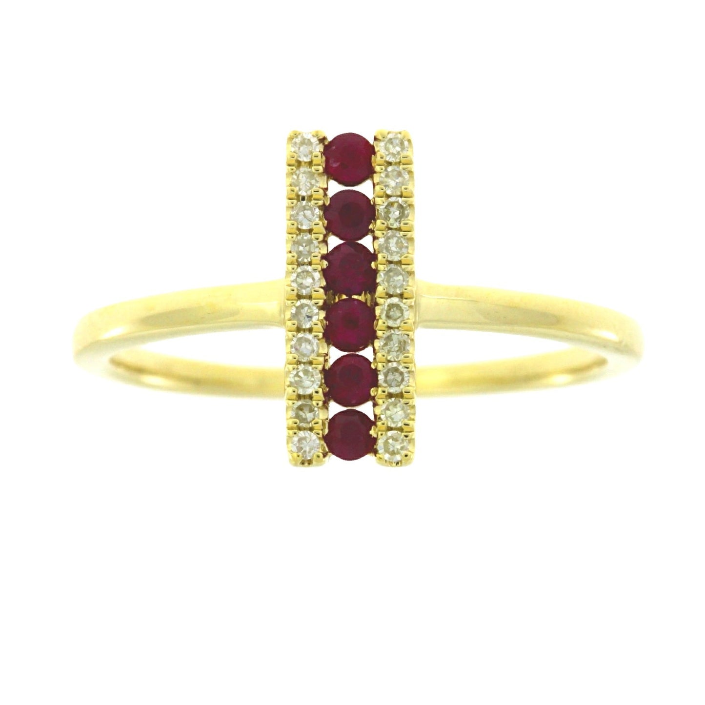 Anillo de Rubí y Diamantes Naturales de .30ct en Oro Amarillo de 14kt