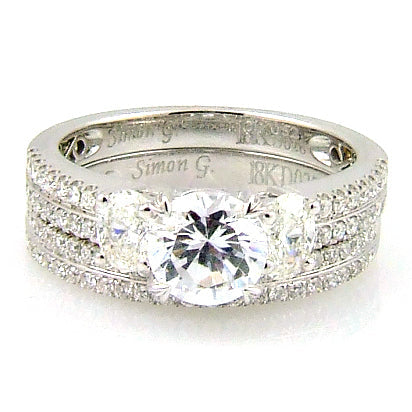 Juego de anillo de compromiso de 1,05 ct en oro blanco de 18 qt