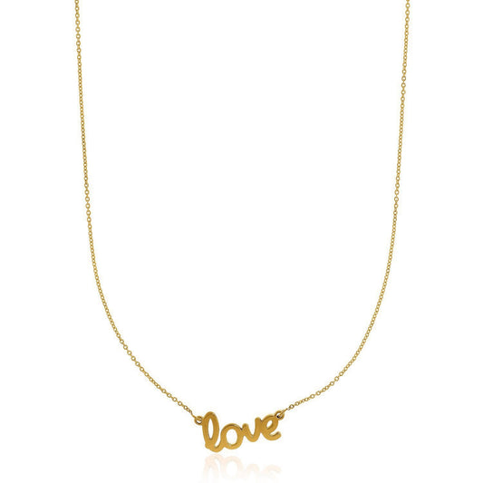 Collar de oro amarillo de 14k con el nombre LOVE