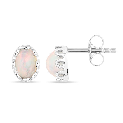 0.54 Carat Genuine Ethiopian Opal .925 Sterling Silver Earrings - view 2