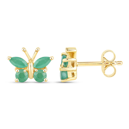 0.50 Carat Genuine Emerald .925 Sterling Silver Earrings - view 2