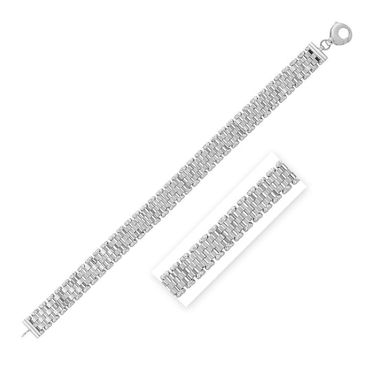 Pulsera de cadena de eslabones de pantera facetados de oro blanco de 14k
