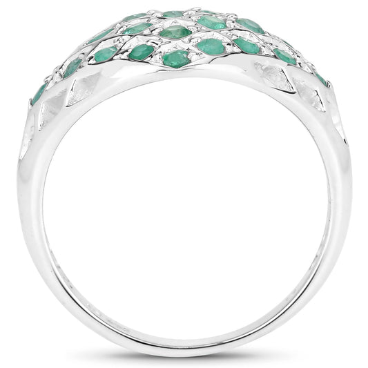 Anillo de plata de ley .925 con esmeralda auténtica de 0.90 quilates