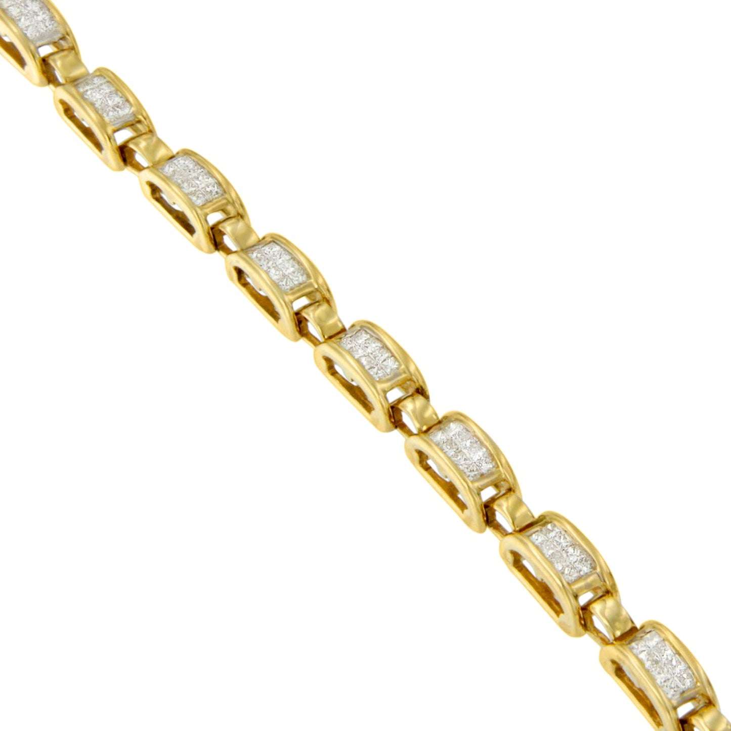 Pulsera de eslabones de amor con diamantes de talla princesa de oro amarillo de 14K (2,00 ct. en total, color H-I, claridad SI2-I1)