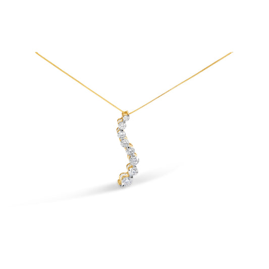 Colgante de oro blanco de 14k con certificación AGS, 3.0 quilates de diamantes baguette y de talla redonda brillante, estilo "Journey", collar de 18" (color F-G, claridad I1-I2)