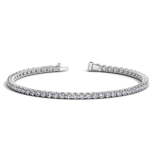 Pulsera de tenis de oro blanco de 14k con diamantes redondos cultivados en laboratorio (4 qtpc F/G VS2/SI1)