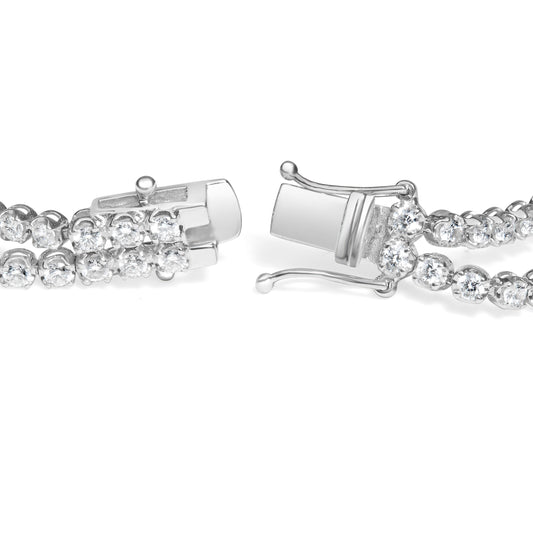 Pulsera de tenis de eslabones de doble fila con diamantes naturales de 5 3/5 quilates de oro blanco de 18 quilates (color G-H, claridad VS1-VS2) - 7 pulgadas