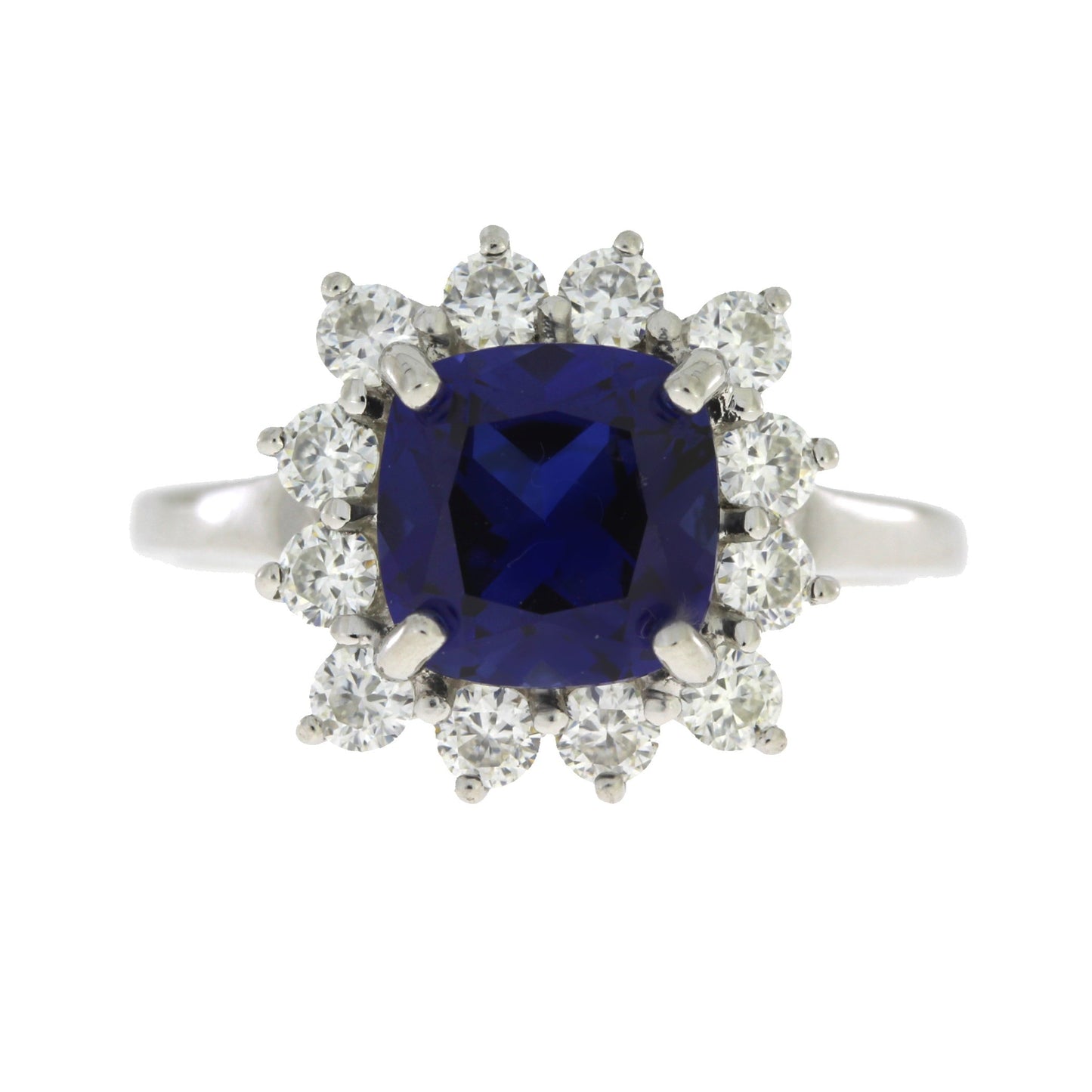 Anillo de zafiro y moissanita de plata esterlina