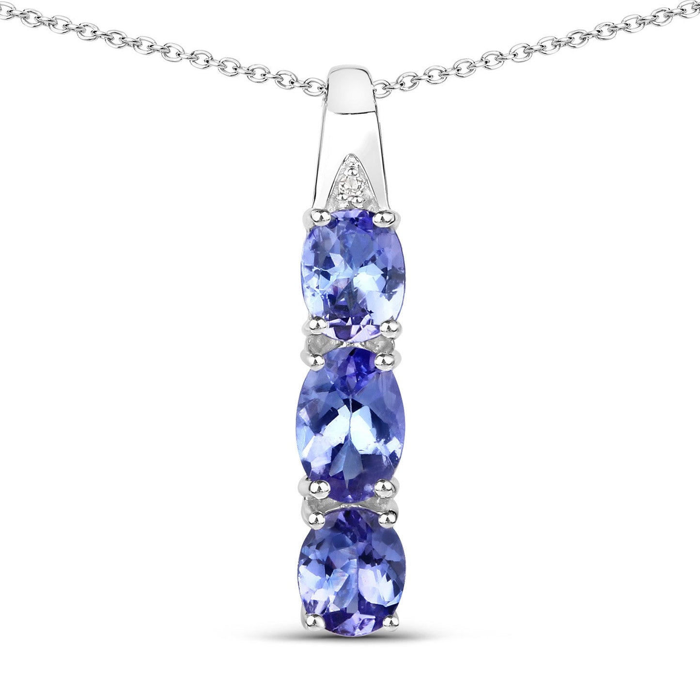 Colgante de plata de ley .925 con tanzanita genuina de 1,11 quilates y diamantes blancos