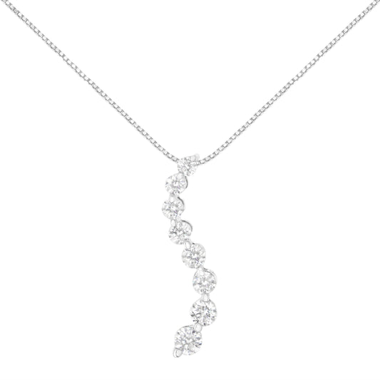 Collar con colgante AGS de oro blanco de 14k y 3,0 Cttw con diamantes talla baguette y redondos brillantes, de 45 cm (color K-L, claridad I1-I2)