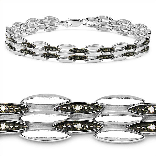 Pulsera de plata de ley .925 con diamante de champaña genuino de 0.22 quilates