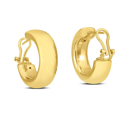 14k Yellow Gold Large Omega C Hoops - view 2