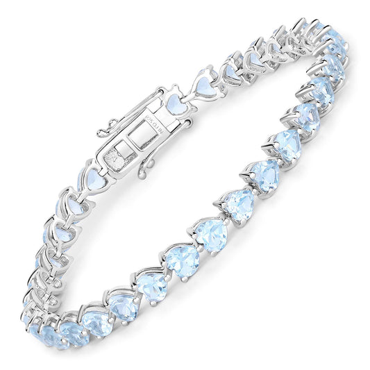 Pulsera de Plata de Ley 925 con Topacio Azul Genuino de 15,50 Quilates