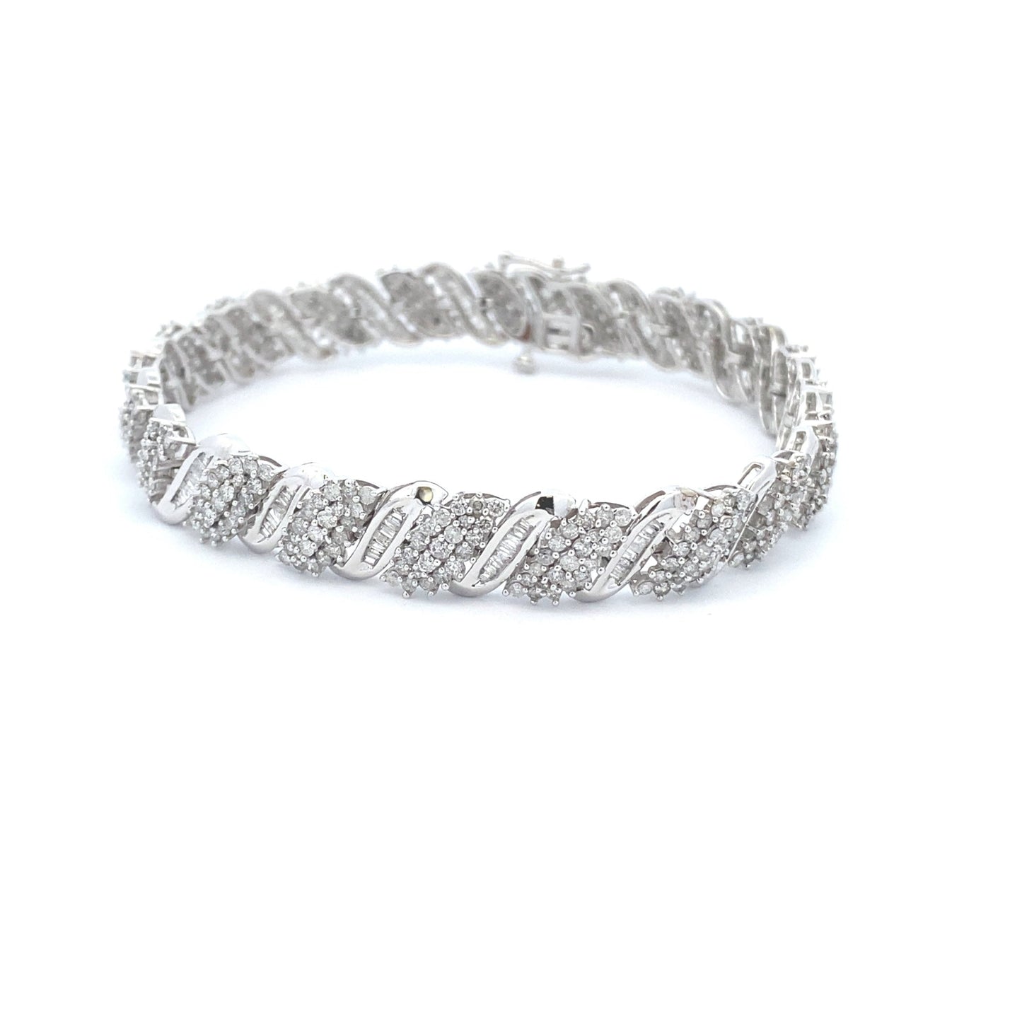 Pulsera de tenis de oro blanco de 10 qt con diamantes de 5,00 ct