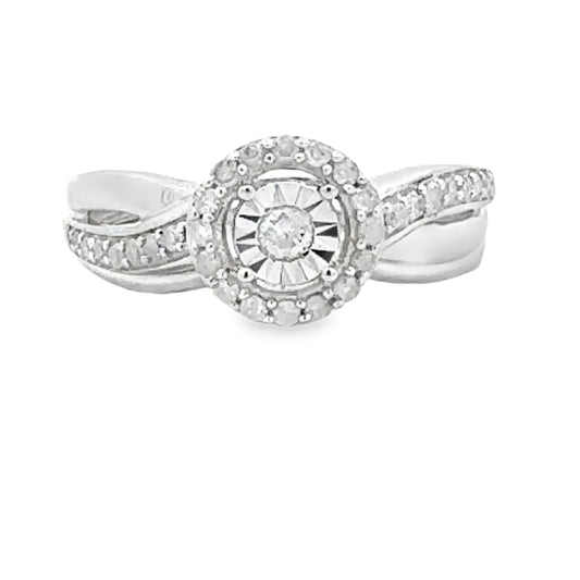 Anillo de compromiso de plata de ley con diamante de .25 ct