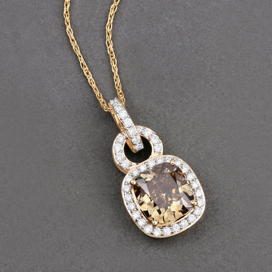 Colgante de oro amarillo de 18K con diamante marrón natural de 2.50 quilates certificado por IGI y diamante blanco de 0.31 quilates en total (2.81 quilates en total)