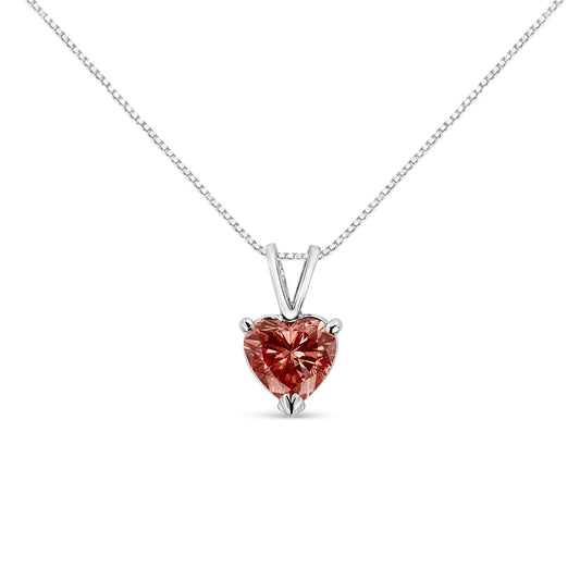 Collar con colgante de 45,72 cm con solitario de diamante rosa cultivado en laboratorio de 1,00 Cttw, engaste de martini de oro blanco de 14 quilates con certificación IGI (color rosa, claridad SI2)