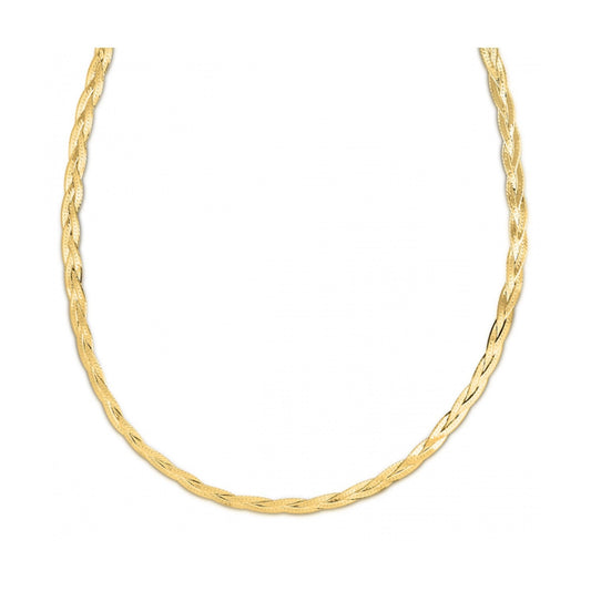 Cadena espigada trenzada de oro amarillo de 14k (3,20 mm)
