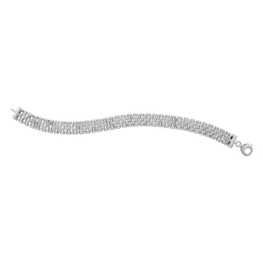 Pulsera de cadena de eslabones de pantera facetados de oro blanco de 14k