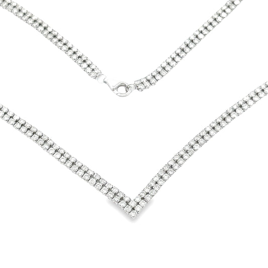 Gargantilla de tenis de oro blanco de 14kt con diamantes de 7,00 ct
