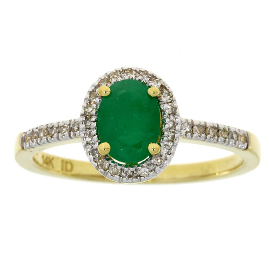 Anillo de oro amarillo de 14 quilates con esmeralda y diamante de 0,94 ct