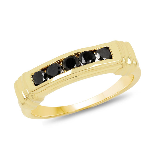 Anillo de Plata de Ley .925 con Diamante Negro Genuino de 0,50 Quilates