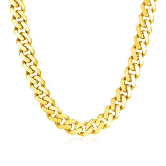 Cadena de oro amarillo de 14k pulida estilo cubano de Miami