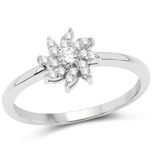 Anillo de oro blanco de 14K con diamante blanco genuino de 0,18 quilates (color E-F-G, claridad SI)