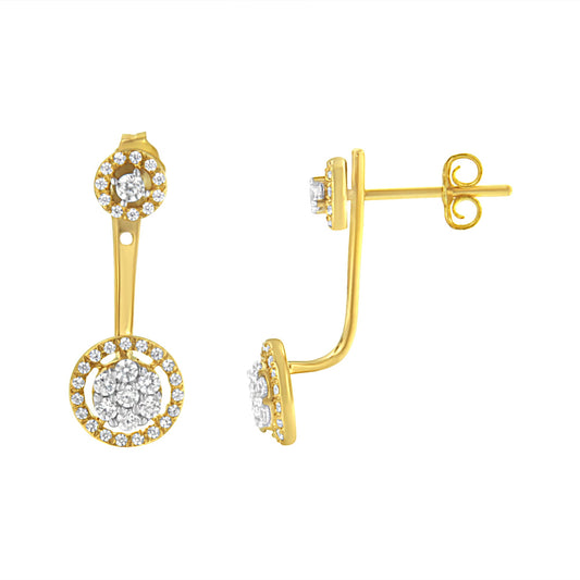 Pendientes de oro amarillo de 14 quilates laminado sobre plata de ley .925 con diamantes de 5/8 quilates totales, diseño de tachuela y colgante removibles (color I-J, pureza I2-I3)