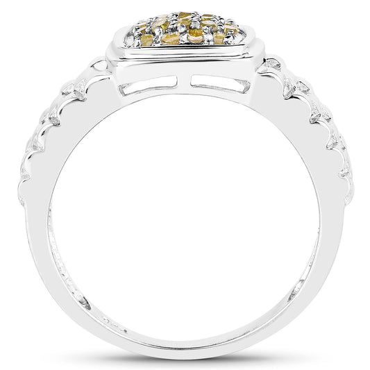Anillo de plata de ley .925 con diamante amarillo genuino de 0,25 quilates
