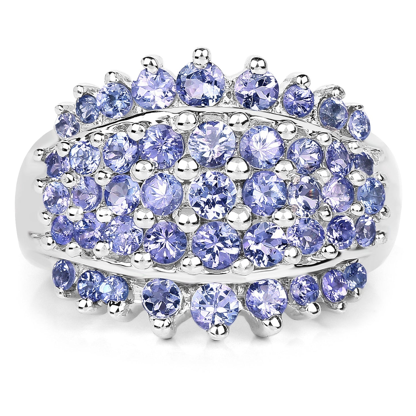 2.35 Carat Genuine Tanzanite .925 Sterling Silver Ring