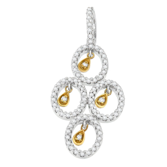 Collar con colgante de oro bicolor de 14K con diamantes redondos de 2/5 qt (H-I, I1-I2)