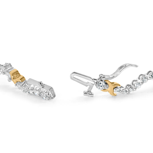 Pulsera de eslabones "X" y ondas de diamantes de 2,00 Cttw en oro bicolor de 10K (color H-I, claridad I1-I2) - 7 pulgadas