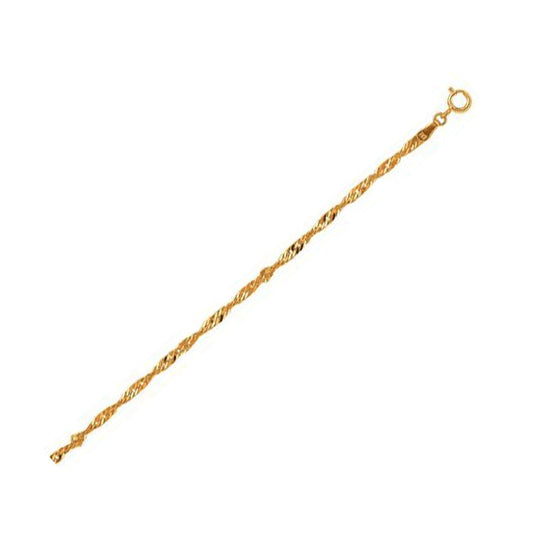 Cadena Singapur de oro amarillo de 10k (2.20 mm)