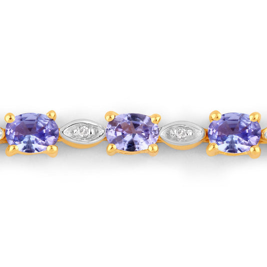 Brazalete de plata de ley .925 con tanzanita genuina de 1,56 quilates y diamantes blancos
