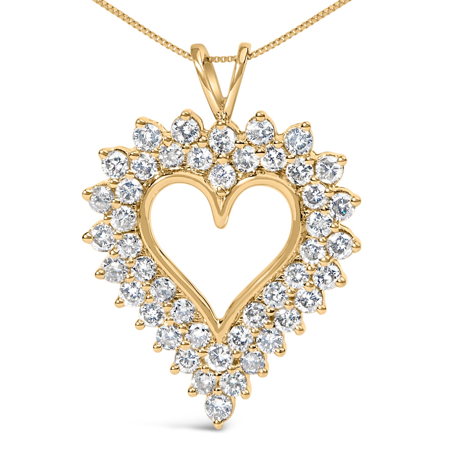 Collar con colgante de corazón abierto con diamantes de talla brillante de plata de ley .925 chapado en oro amarillo de 14 quilates de 45,7 cm (color K-L, claridad I1-I2)